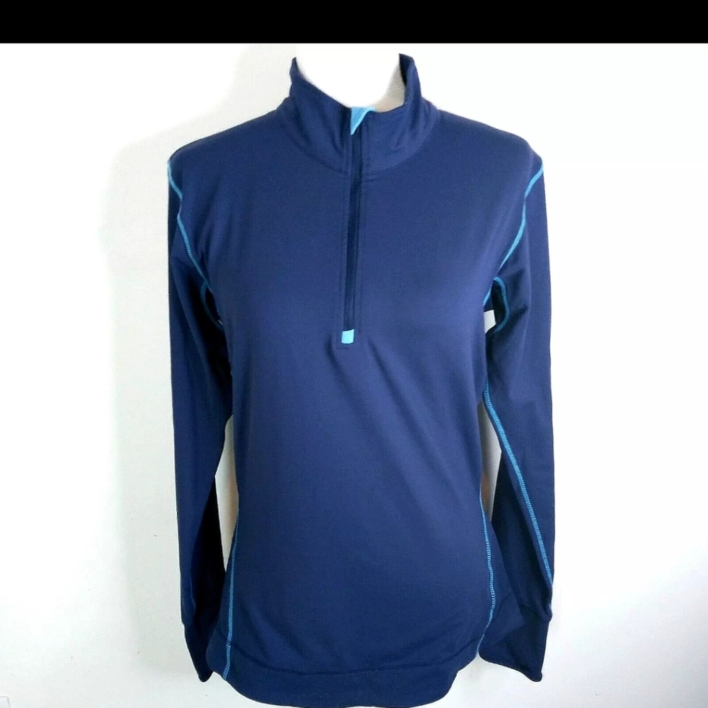 alo COOL FIT   Blue 1/4 Zip Women's Long Sleeve,ACTIVEWEAR Shirt SZ Small - Picture 2 of 9